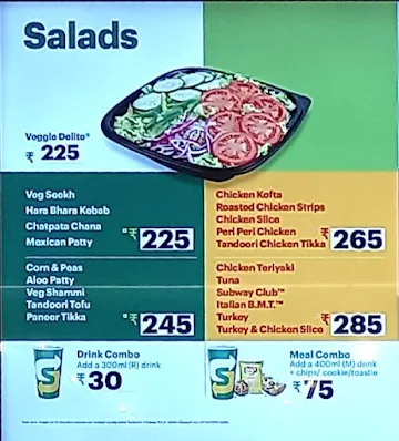 Subway menu 