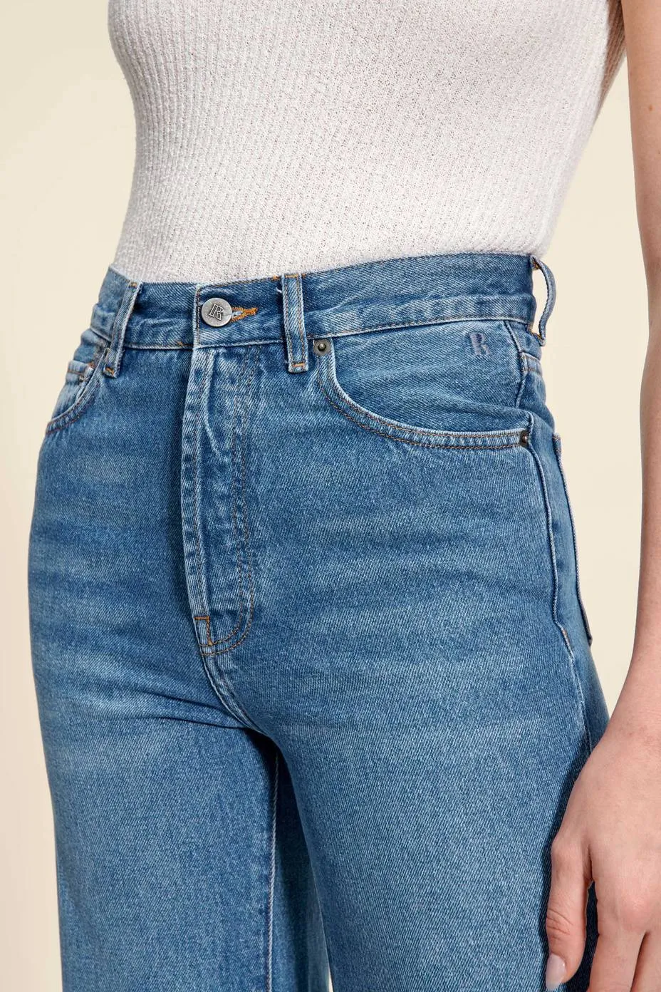 Title 8, Nuevos Jeans Retro Rectos de Cintura Alta y Hol...