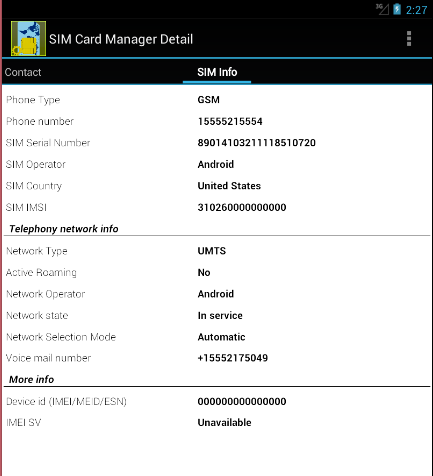 SIM Card Manager Detail