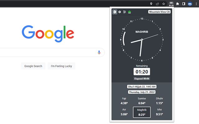 Prayer Times Chrome Extension Preview image 3