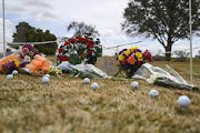 Flower memorial at the scene of the fatal crash in Texas.