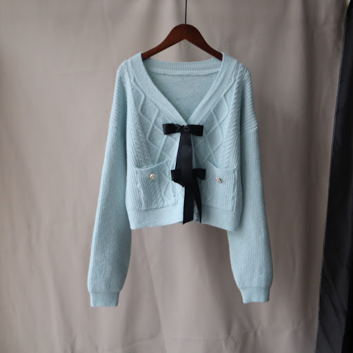 Title 8, Autumn And Winter New Bow Design Knitted Cardigan