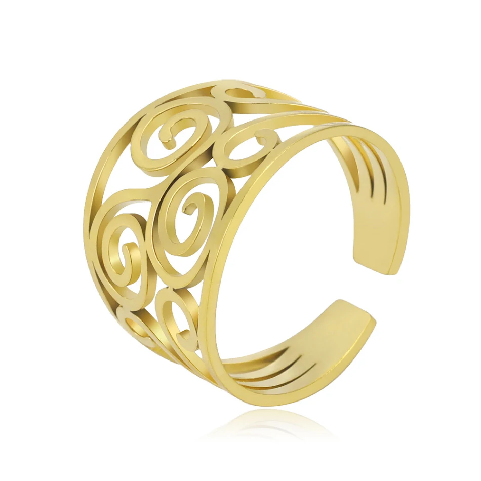 Modischer, mittelbreiter, zwei schmaler Ring aus Edelstahl