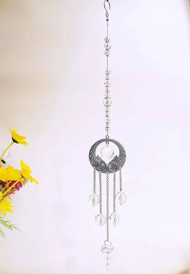 Carillon éolien magique en cristal lumière et ombre, pendentif ornement arc-en-ciel de rêve, attrape-rêves coloré, cadeau unique.