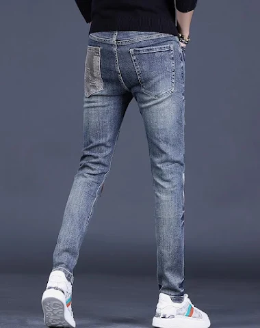 Herren Slim-Fit Hose mit Farbkontra - 1