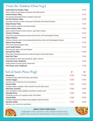 Socal Sam's menu 