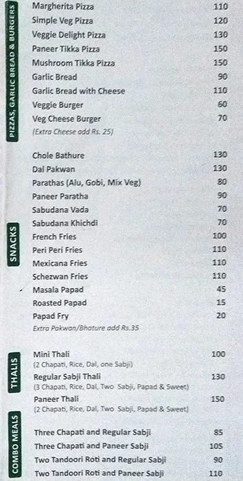 Pakwan menu 