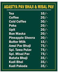 Agastya Pav Bhaji And Misal Pav menu 1