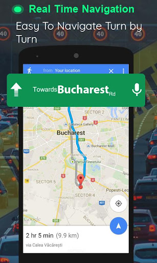 Voice navigation gps maps  tracking route drive