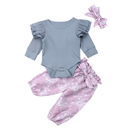 Title 4, Babys Three-Piece Suit, Solid Color Long-sleev...