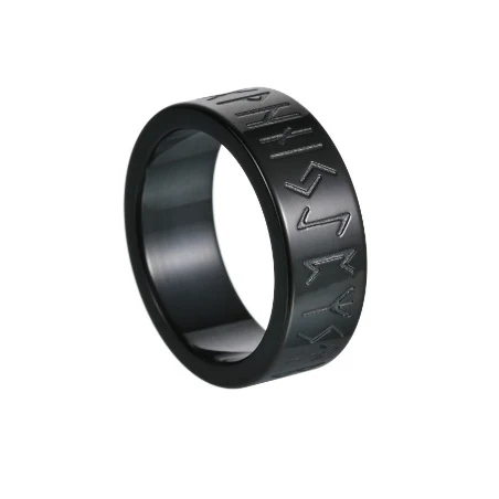 Nordischer Retro Wikinger Runen Ring aus Titanstahl, Herrenschmuck, robust und stilvoll, für einen authentischen Look.