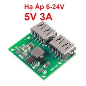 Mạch Sạc Dự Phòng Hạ Áp 5V 3A 2 Cổng Usb, Module Hạ Áp 6 - 24V 12V/24V Sang 5V3A Có Cổng Usb Dành Cho Xe Hơi Hiệu Suất Cao