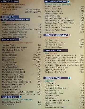 Pind Bawarchi menu 