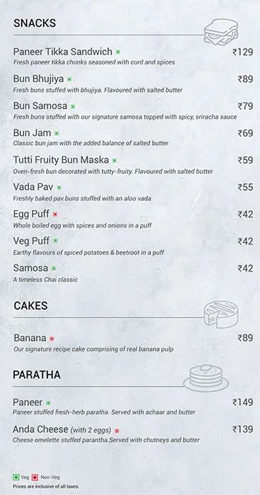 Chai Point menu 