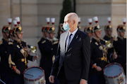 Tunisia's President Kais Saied arrives before a meeting with French President Emmanuel Macron at the Elysee Palace in Paris, France, on June 22 2020. 
