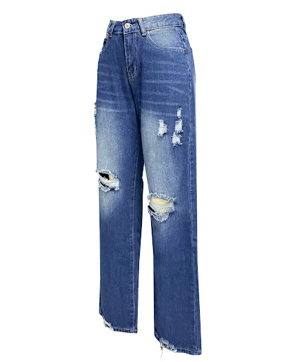 Title 9, Loose wide leg denim retro washed ripped trouse...