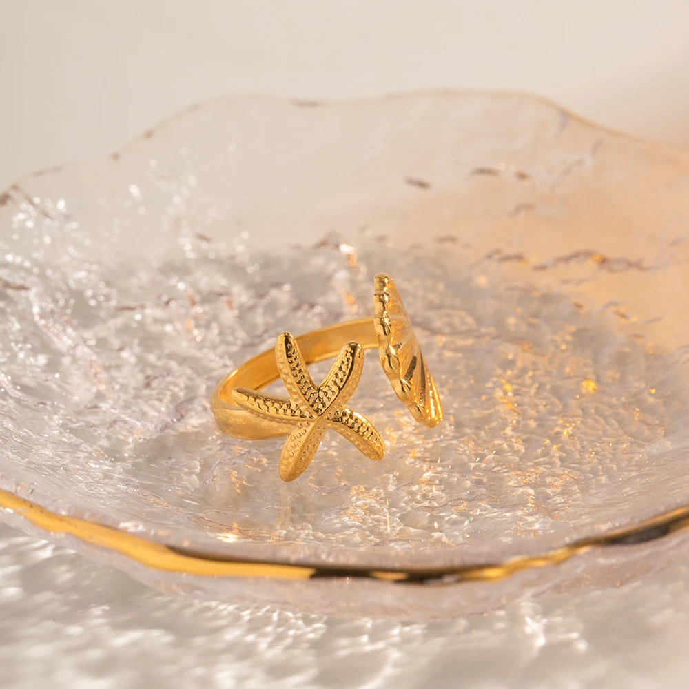 Title 4, Ocean Series RVS Zeester Ring. Stijlvolle marie...