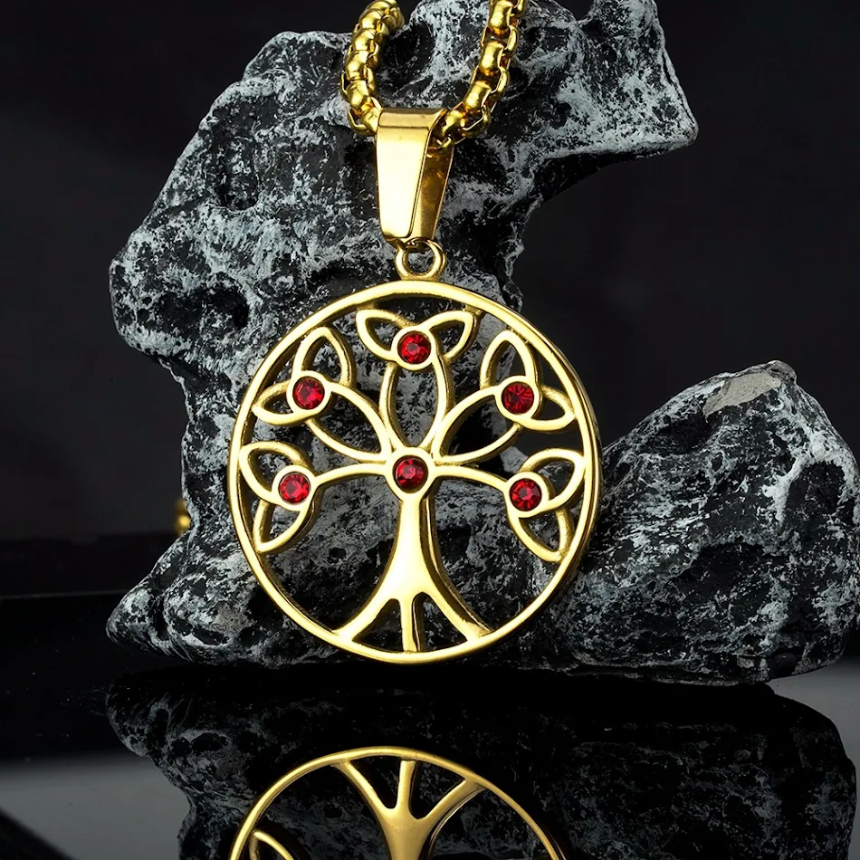 Titanium stalen herenboom van het leven hanger ketting, roestvrij staal, stijlvol en duurzaam, ideaal voor dagelijks gebruik of cadeau.