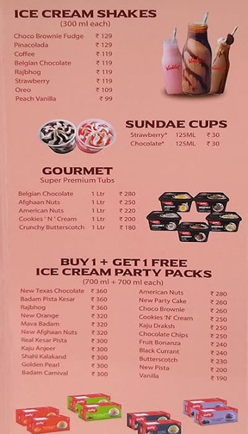 Vadilal - Hangout menu 