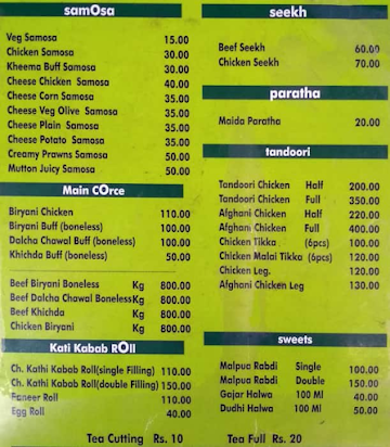 Cafe Samosa Corner menu 