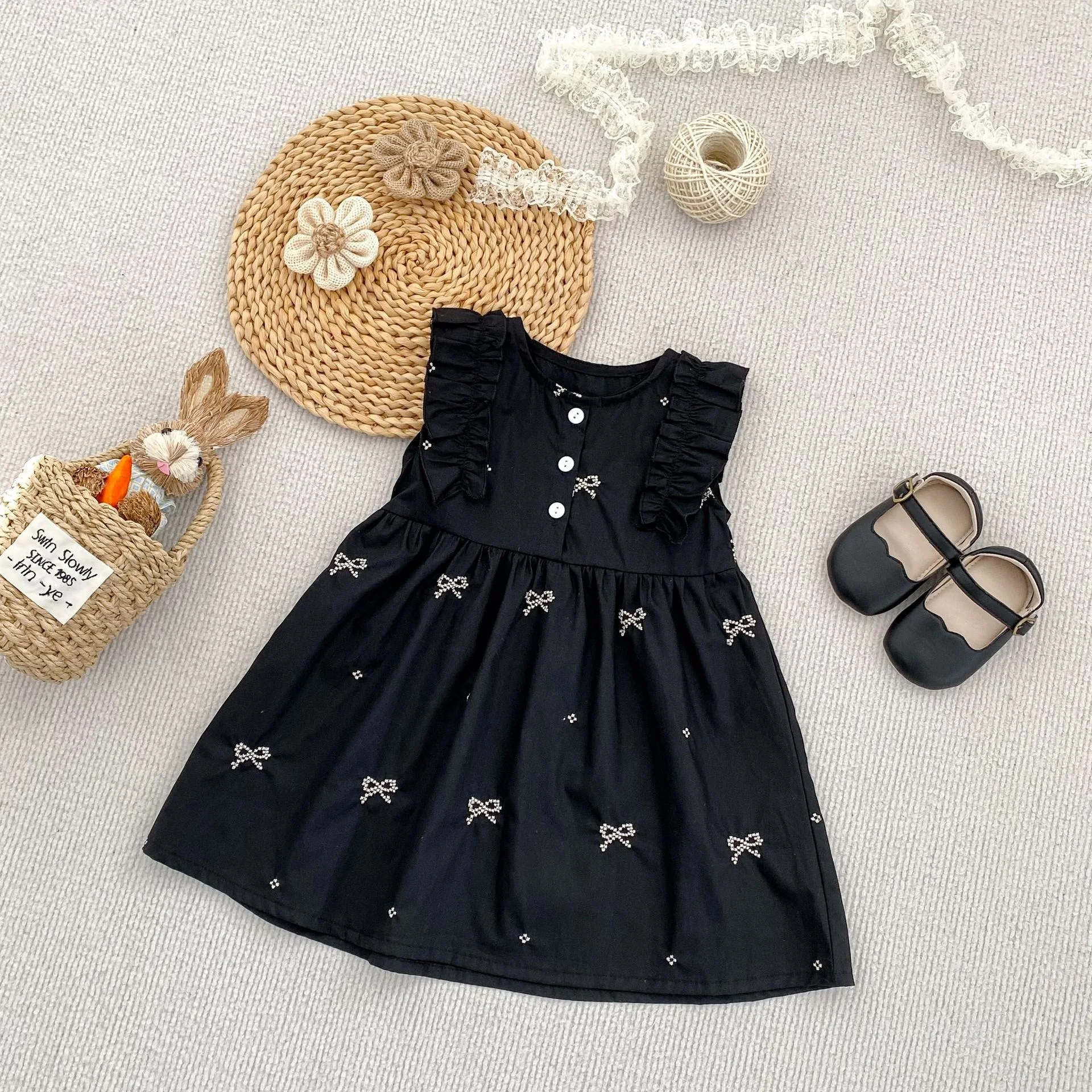 Title 15, Baby Girl Romper with Bowknot Embroidery, adora...