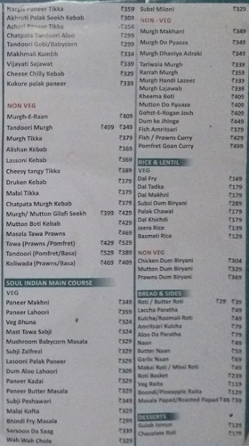Fusion Dhaba menu 