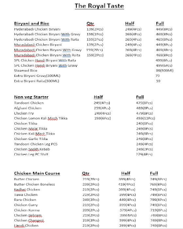 Taste Drive menu 