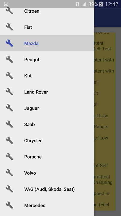 Android application Перечень кодов ошибок OBD2 screenshort