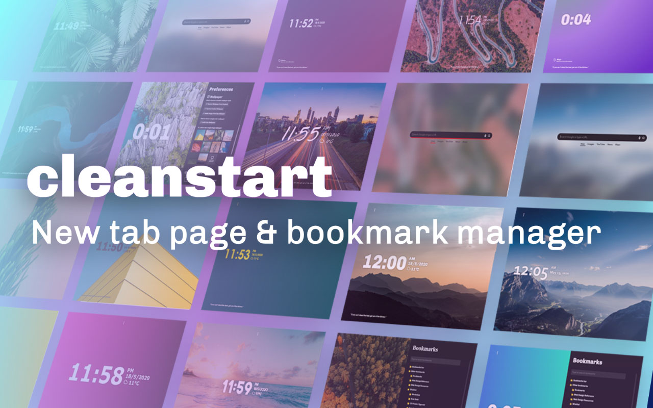 Cleanstart - New Tab Page & Bookmark Manager Preview image 3