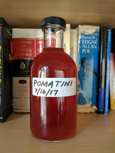 I made a 16 oz bottle's worth for later use. It will be chilled in the refrigerator. Take a shot of it or pour over ice. Water it down with carbonated water if desired. Share with friends. You can give the bottle away as a gift.