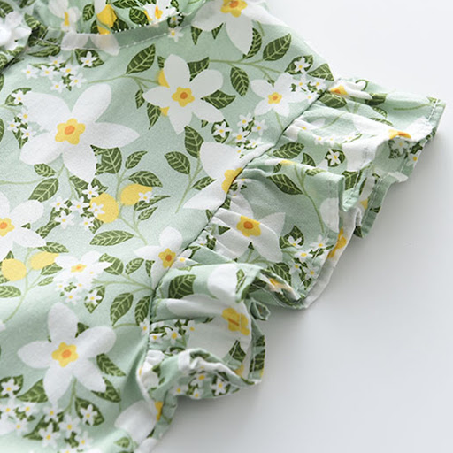 Title 6, Collar Fly Sleeve Floral Dress Button Doll styl...