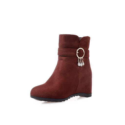 Title 5, Womens Fringed Round Toe Wedge Heel Winter Sho...