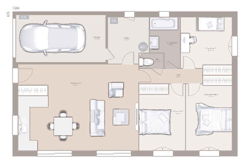  Vente Terrain + Maison - Terrain : 681m² - Maison : 90m² à Bâgé-la-Ville (01380) 