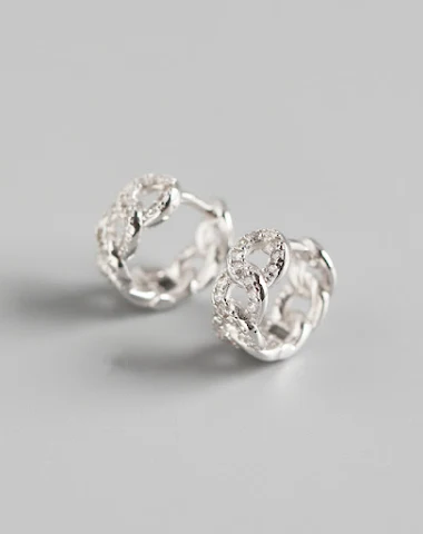 Aretes de diamante con cadena geomé - 2