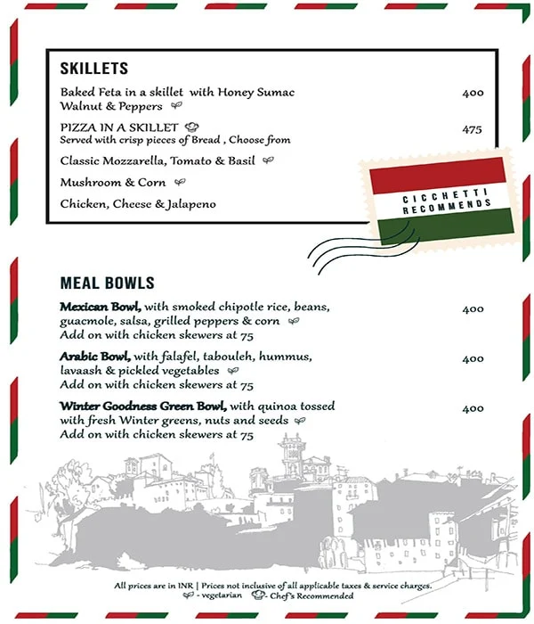 Cicchetti menu 