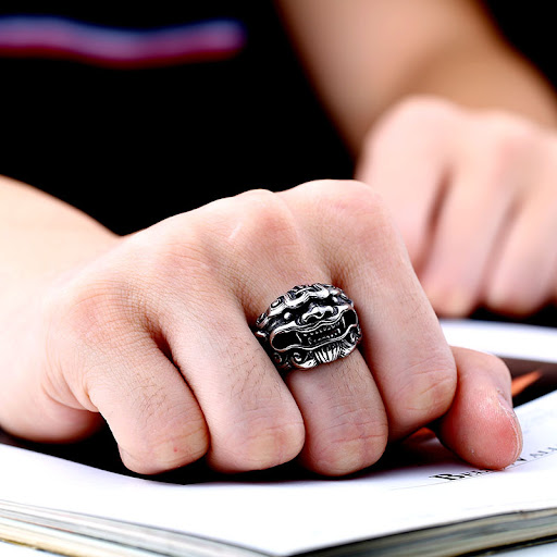 Title 1, Mens Titanium Steel Beast Kirin Ring, strong a...