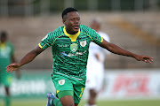 Thami Masiya of Baroka FC celebrates scoring in the Nedbank Cup last-32 match against Stellenbosch FC at Danie Craven Stadium in Stellenbosch on February 11 2022.