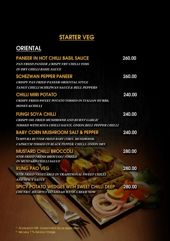 Fly High menu 