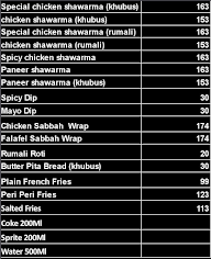 Tasty Shawarmas menu 1