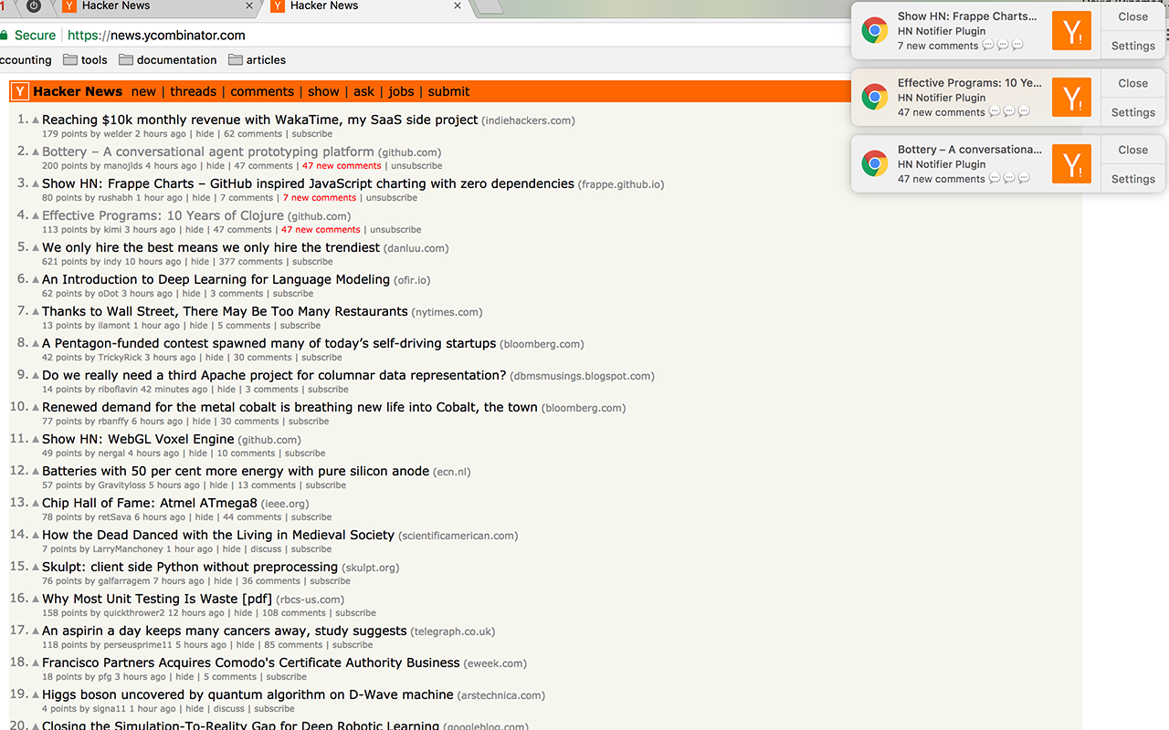 Hacker News Comments Notifier Plugin Preview image 3