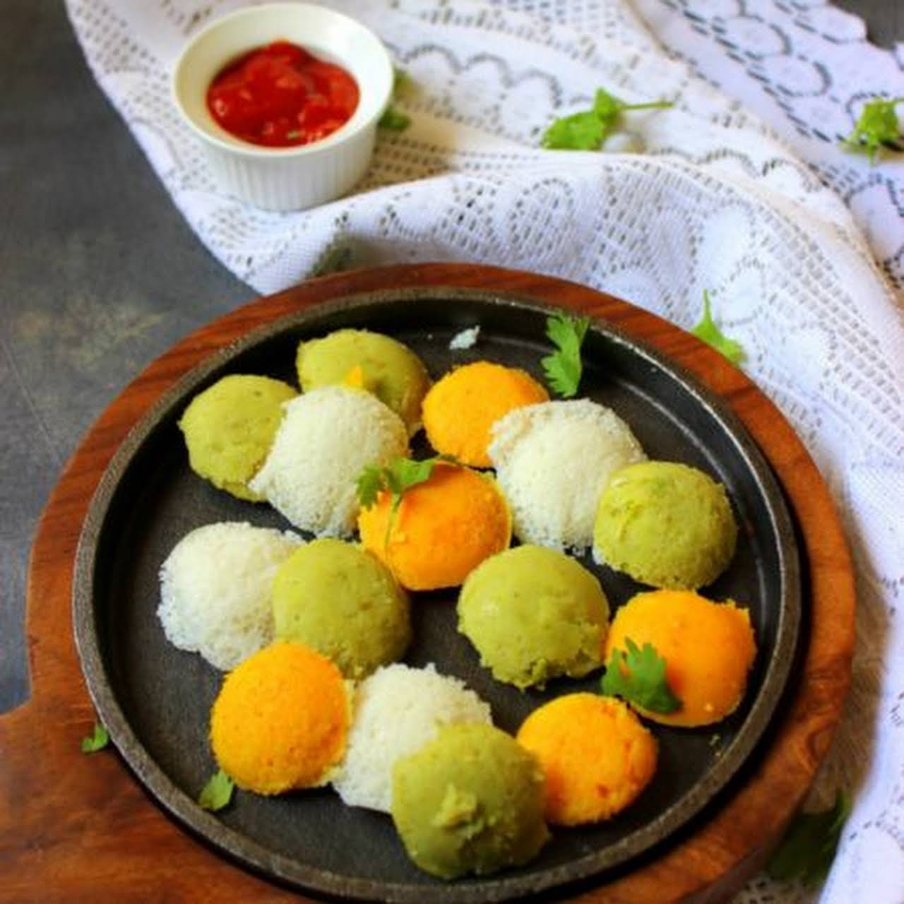 Tri-Color Mini Idli / Vegetable Idli