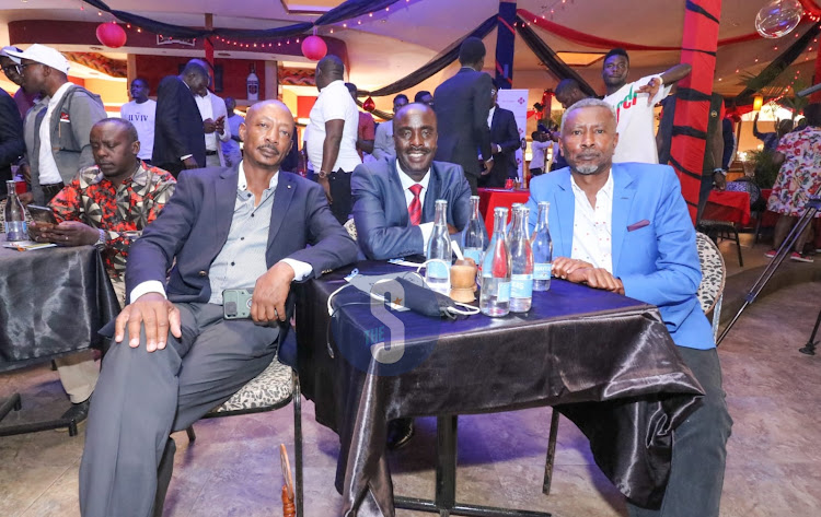 Event organiser Chris Kirwa, lawyer Danstan Omari and Celebrity judge Ian Mbugua grace Men's conference at Carnivore in Nairobi on February 14.