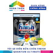 Combo Finish 1 Túi Viên Rửa Chén Quantum 60 Viên + Nước Làm Bóng 400Ml + Muối Rửa Chén Bát 1.5Kg