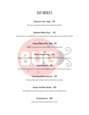 The Bug: Bar & Kitchen menu 