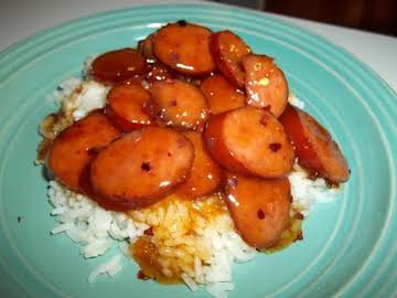 ~ Simply Glazed Kielbasa Over Rice ~