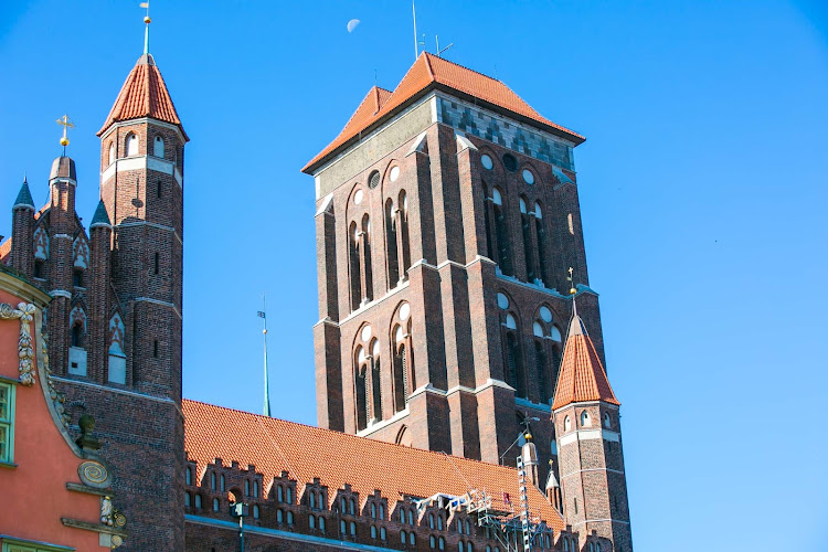 Closeup of a historic building in Old Gdansk, Poland. 