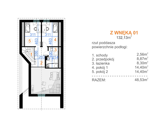 Z wnęką 01 - Rzut poddasza