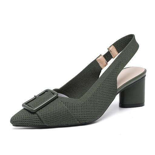 Title 4, Pointed toe high heel sandals with knitted holl...