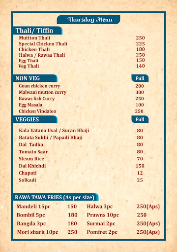 Goan Katta menu 