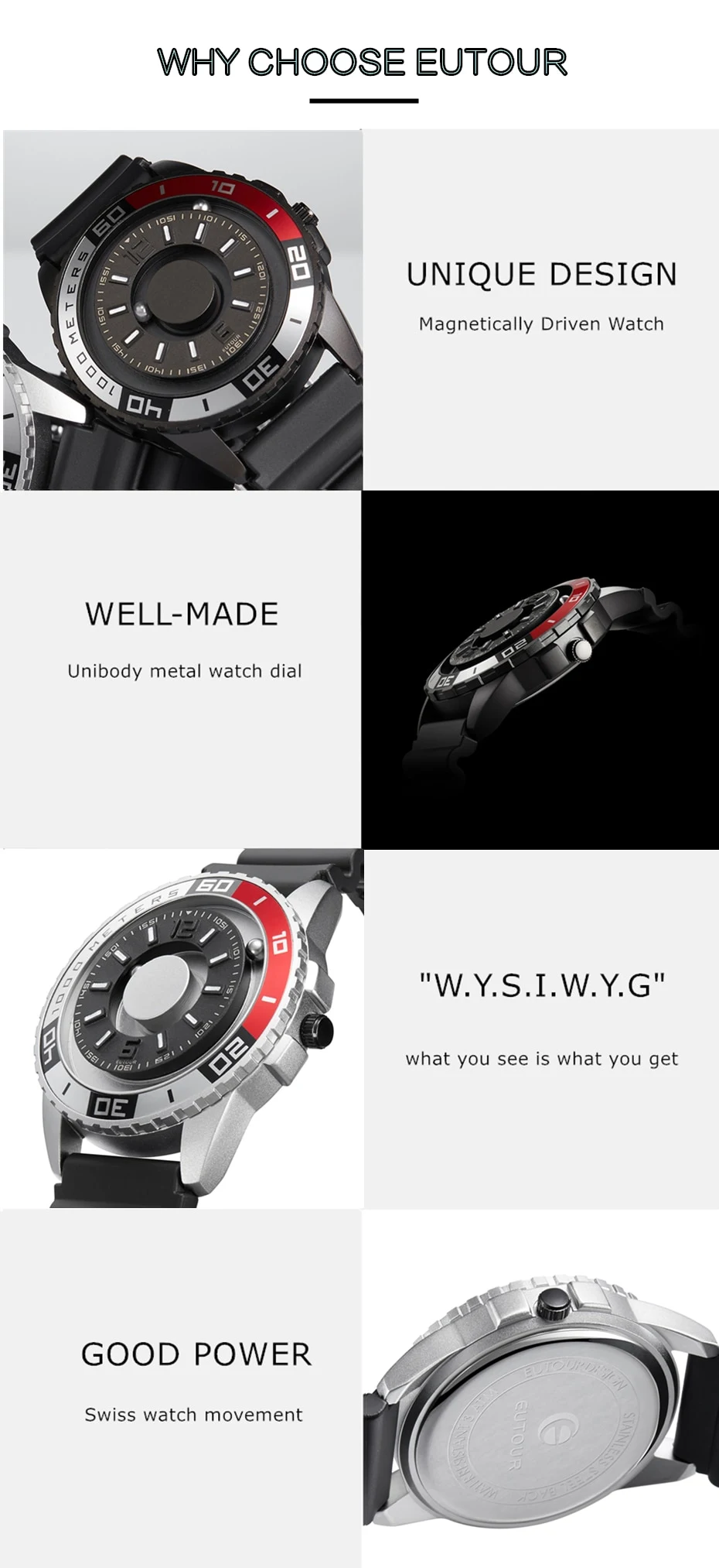 Title 9, Montre en métal avec technologie magnétique noi...